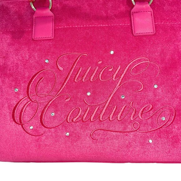 Juicy Couture Flash Pink Beach Logo Rhinestone Design Large Tote Bag NWT - Picture 6 of 10